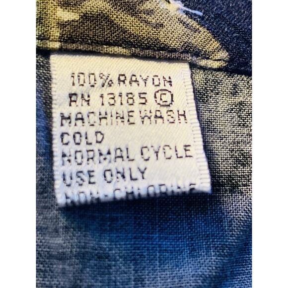 XL Vtg 80s Mens Pierre Cardin 100% Rayon Hawaiian Shirt Aloha Korea Border Print - Picture 11 of 12